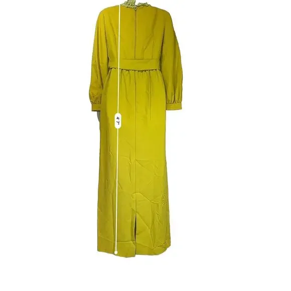 vintage lorrie deb green lace collar long sleeve bow waist modesty dress Size 9 - Picture 5 of 11